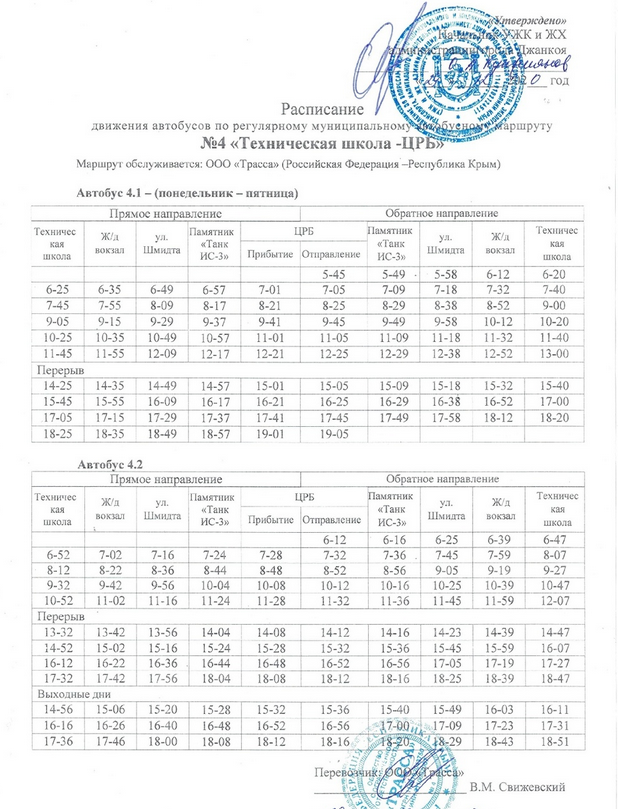 Расписание джанкой